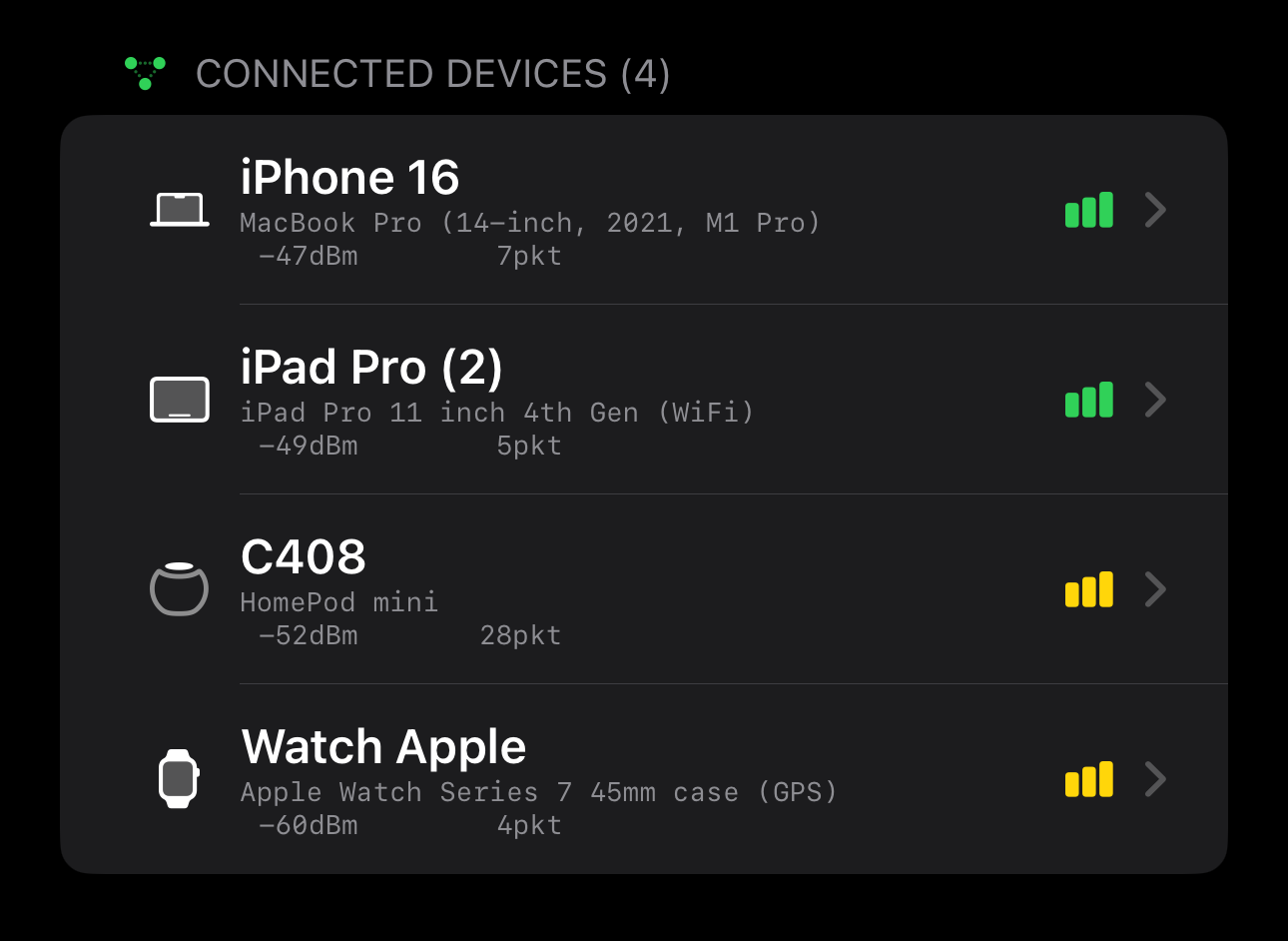 BLE Sense scanning interface